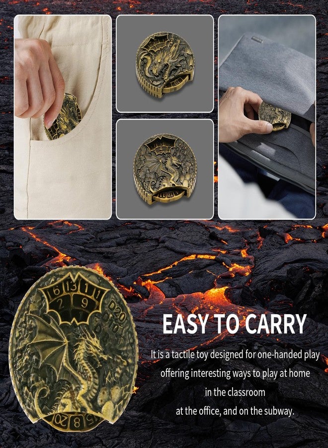 7JI Fingertip Gyroscope Fidget Toys 7-in-1 Metal Slider Dice Board DND Polyhedron Dragon and Dungeon,Adult Long Spin Time Stress Relief Toy - Image 4